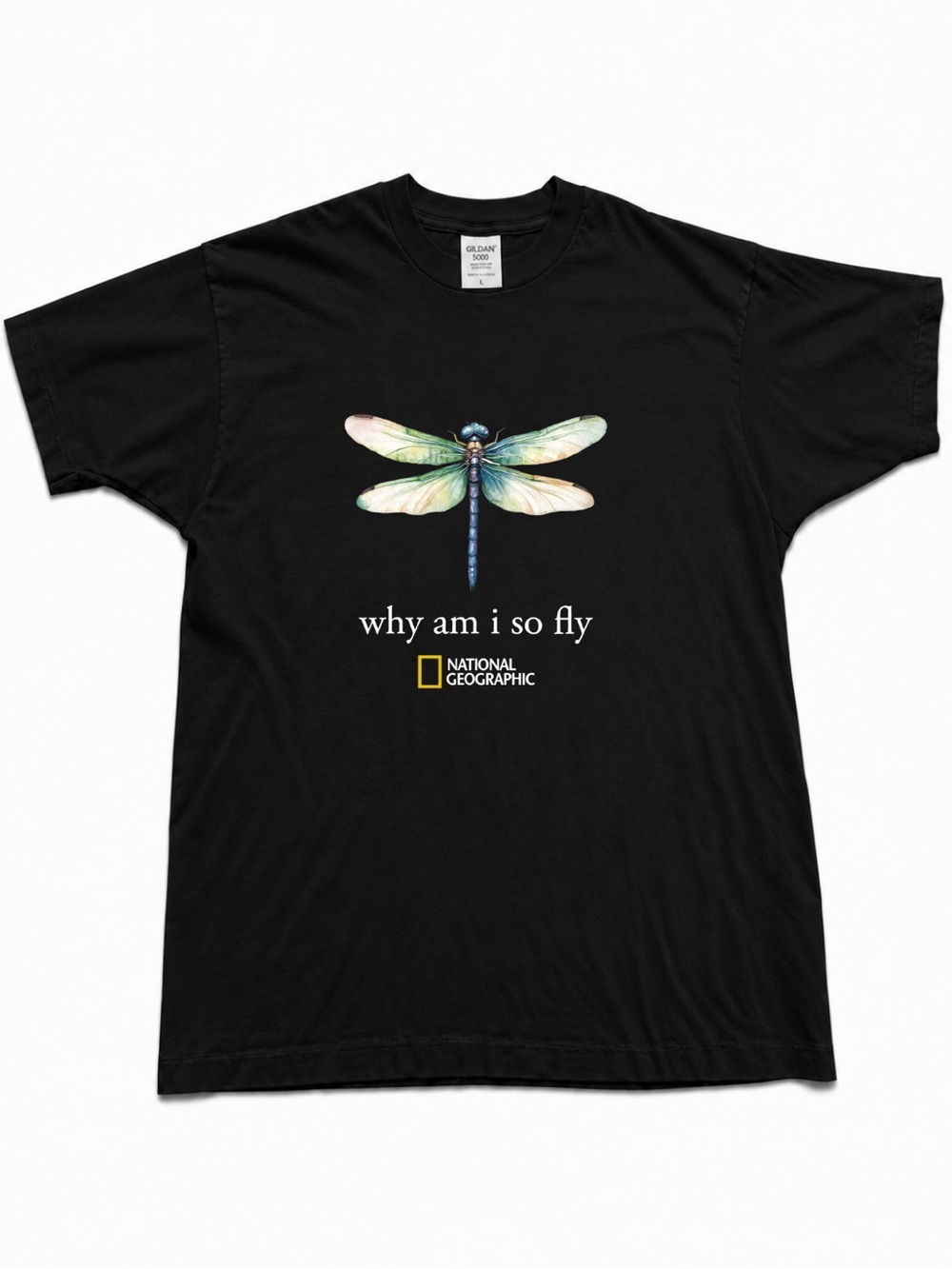 Gildan Black Short-Sleeve Tee with Dragonfly Graphic